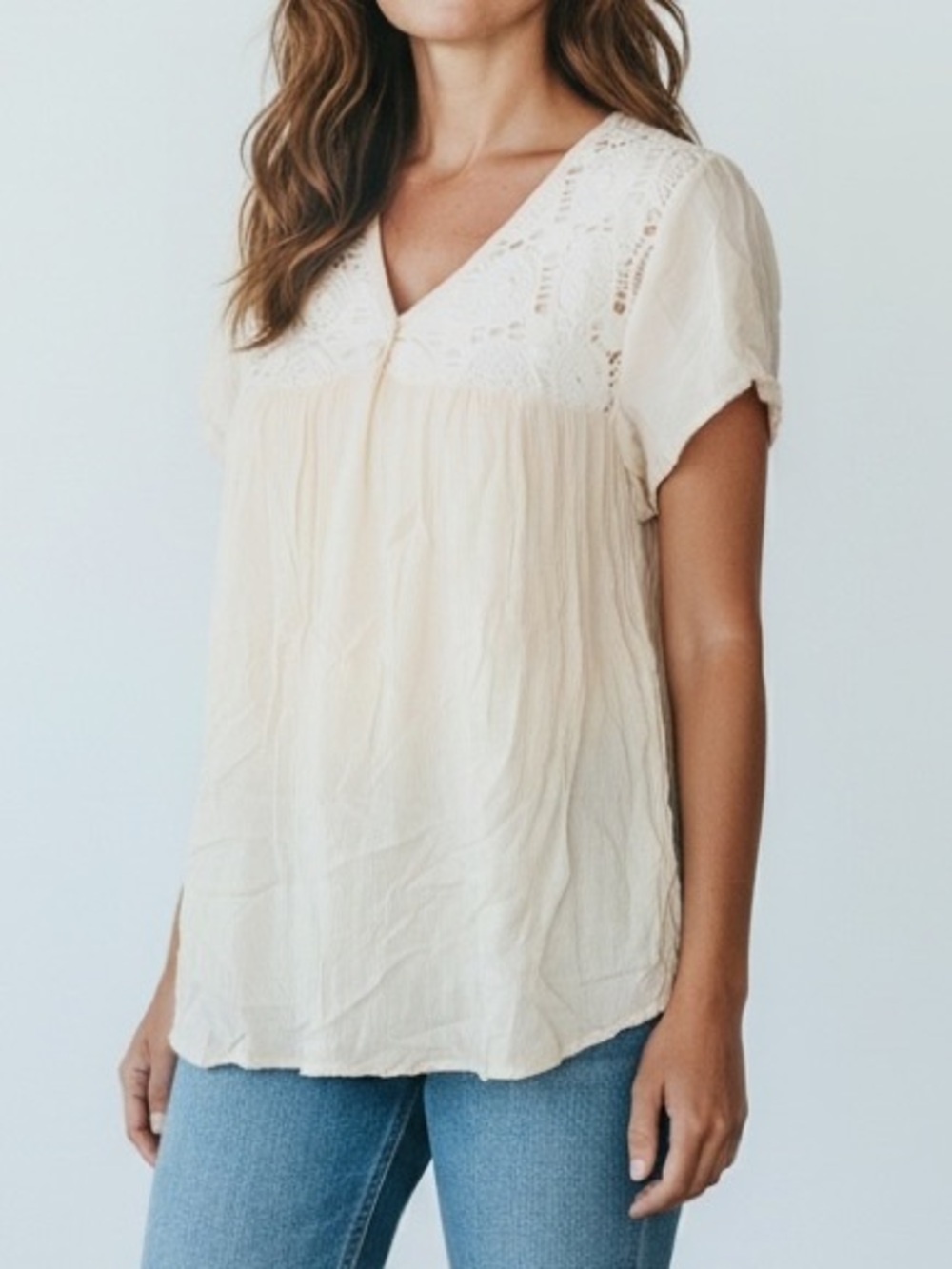 SALONI Cream Lace Detail Blouse